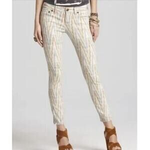 Free People IKAT Beige & White Skinny Jeans 25 26 27 28 EUC